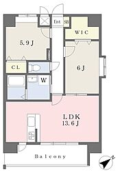 プレミール下南部 2LDKの間取図画像