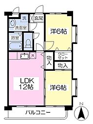 ハイム妙見 2LDKの間取図画像