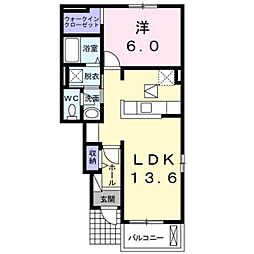 カーサ　ヴェルデ 1階1LDKの間取り