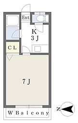 シャトル青山 1階1Kの間取り