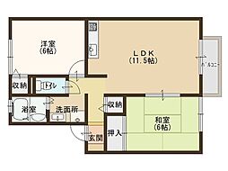 エクセルハイツ都府楼 1階2LDKの間取り