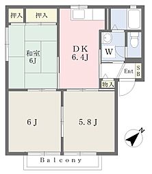 Ｔ・ハイツパークＤ棟 2階3DKの間取り