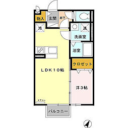 フロレスタ　Ａ棟 2階1LDKの間取り