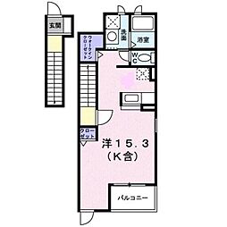 アベニュー二日市 2階ワンルームの間取り