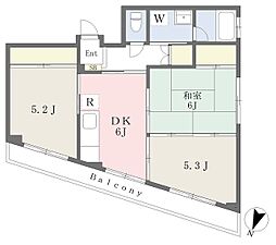 グレイスビルNo.8 3DKの間取図画像