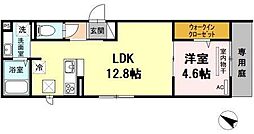 エウロス大楠 1LDKの間取図画像