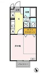 セジュール・オーブ 1Kの間取図画像