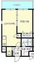 ルーチェ・デル二日市 1LDKの間取図画像