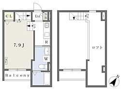 クレアポルト井尻 ワンルームの間取図画像