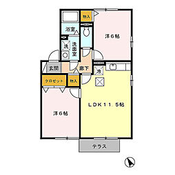 ルポ・シェソアB棟 2LDKの間取図画像