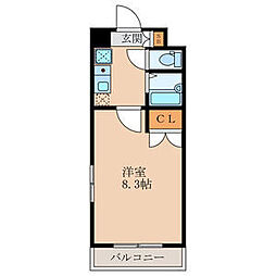 クリムゾン博多2 1Kの間取図画像