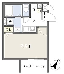 アスシード那珂川 1Kの間取図画像