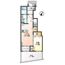 シャルール 1LDKの間取図画像