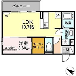 フェリス大橋南 1LDKの間取図画像