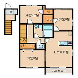 とののくら六番館B 3LDKの間取図画像