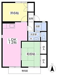 セジュール・ペルル2 2LDKの間取図画像