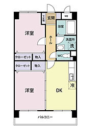 アポロ空港ビル 2DKの間取図画像