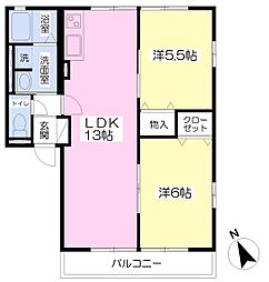 イル・フラッツ 2階2LDKの間取り
