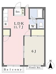 ロイヤルコーポ 2階1LDKの間取り