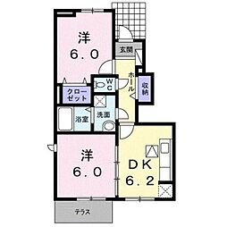 JR長崎本線 吉野ケ里公園駅 徒歩10分の賃貸アパート 1階2DKの間取り