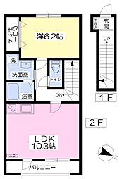 ＮｉｎｇI 2階1LDKの間取り