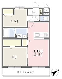 （仮称）ユーミー嬉野 3階2LDKの間取り