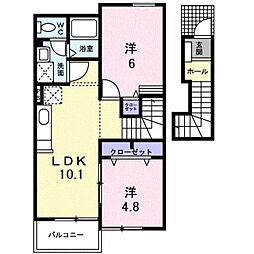 ラブリー壱番館 2階2LDKの間取り