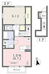プレミエールA 1LDKの間取図画像