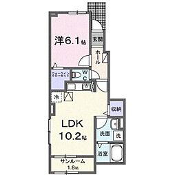 ミルキーウェイ 1LDKの間取図画像