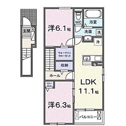 ハピネスVI 2LDKの間取図画像