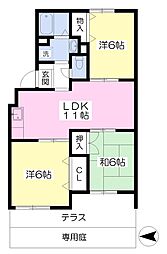 ニュートリヴァンベール久留米 3LDKの間取図画像