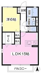 コーポサンローズ 1LDKの間取図画像