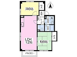 サンガーデンアサヒA 2LDKの間取図画像