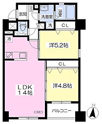 グランレーヴ佐賀駅前中央 2LDKの間取図画像