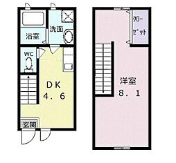 フォーブルハウス中園B 1DKの間取図画像