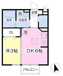 グレイスフル 1DKの間取図画像