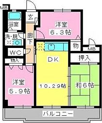 サンスーシー桜台 6階3LDKの間取り
