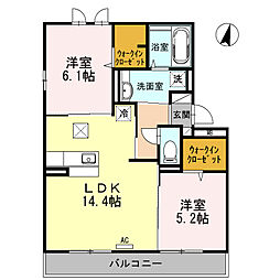 フェリオ 2LDKの間取図画像