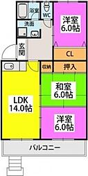 阿部ビル 3LDKの間取図画像