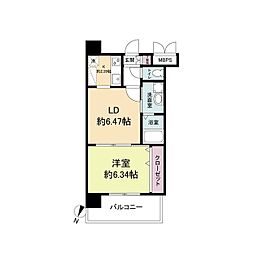 レジディア天神 1LDKの間取図画像