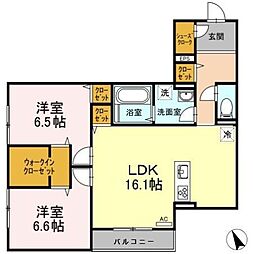 プリマフルール彩都A 2LDKの間取図画像