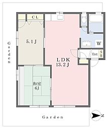 フレグランス茶山B 2LDKの間取図画像