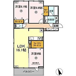 トリシア寺塚 3LDKの間取図画像