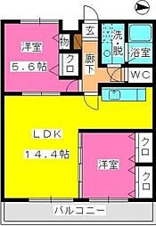 ウイング福重 2LDKの間取図画像
