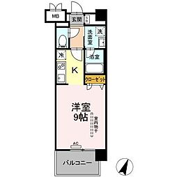 グランデール博多 1Kの間取図画像