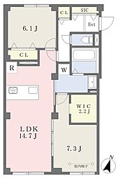 ブランキューブ西新 2LDKの間取図画像