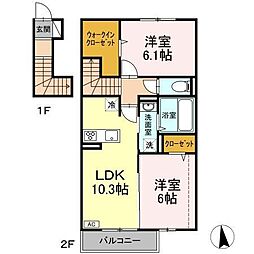 エピナール21B棟 2LDKの間取図画像