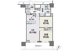 ブリリアタワー西新 2LDKの間取図画像