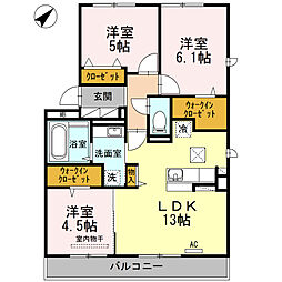 ボヌール・ロジュマンE 3LDKの間取図画像