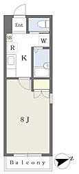クリビア室見 1Kの間取図画像